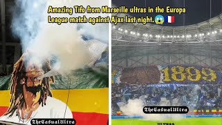 Marseille fans at the Europa League match against Ajax last night.😱🇫🇷