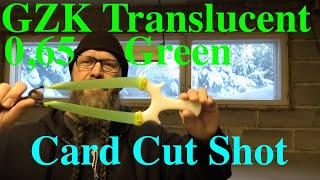 GZK Translucent Green 0,65 slingshot bands & Card cut shot