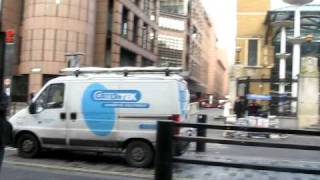 Motorist in Catering Van driving up a Pedestrianised Road, Liverpool Street Station