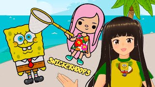 Decorating my TOCA BEACH HOUSE with the NEW SPONGEBOB PACK | Toca Life World *WITH VOICE*