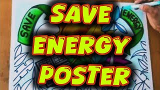 How to draw save energy poster chart drawing for competition ( very easy) step by step