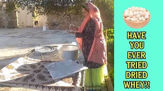 Rural life in Iran: Bakhtiari villager lady makes dried whey!