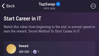 Start Career in IT |TapSwap | TapSwap code YouTube video