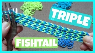 Triple Fishtail Rainbow Loom Bracelet without Loom/on 2 Forks