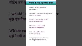 अंग्रेजी के कुछ महत्वपूर्ण वाक्य / Spoken English sentences #shortsfeed #shots #shorts #viral