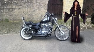 Biker Ghost, séance photo Abbaye d'Orval Harley-Davidson Seventy-Two "72"