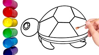 Rainbow Colorful Turtle Coloring Page for Kids and Toddlers 🌈