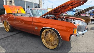 MIDWEST FEST 8 2024 CARSHOW CUSTOM BIKES DONKS GOLD RIMS SAVINI FORGIATO INDIANAPOLIS INDIANA #car