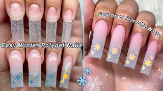 EASY WINTER POLYGEL NAILS❄️ BEGINNER FRIENDLY NAILS & POLYGEL OMBRE APPLICATION! | Nail Tutorial