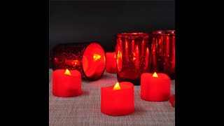 Homemory LED Red Flickering Battery Operated Tea Light Candles