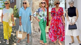 MODA VERANO 2024/OUTFITS MODERNOS PARA MUJERES DE 50, 60 Y 70 AÑOS