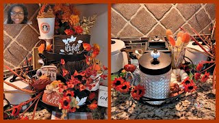 FALL KITCHEN VIGNETTE/Tea/Coffee Bar Fall Reresh/#fallkitchendecorchallenge