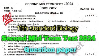 11th Biology Second Mid Term Question paper 2024