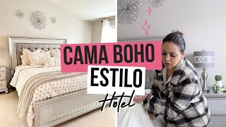 Como hacer la cama estilo hotel boho de lujo colores naturales neutrales fácil y rápido