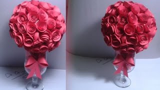 |DIY| How To Make a Paper Rose Topiary-rose ball-Room Decor