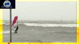 Windsurfers brave huge waves in Dorset as storm Ciara hits the UK