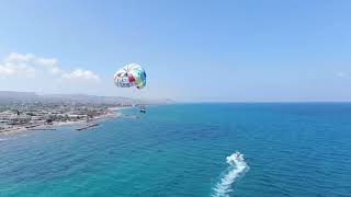 Parasailing drone footage from Aris Water Sports