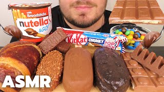 ASMR CHOCOLATE CANDY ICE CREAM BARS & CANDY BARS MUKBANG NUTELLA, MILKA, KITKAT, KINDER, OREO