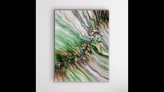 Stunning Green and Brown Abstract Fluid Art Acrylic Pour Painting/ Shelee Formula Swipe and Spin