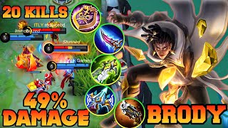 MLBB Brody One Man Show With 20 Kills !! Brody Gameplay Best Build 2023 Tutorial Mobile Legends