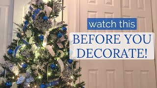 How to Decorate a Christmas Tree! Blue Silver & White Christmas Tree Decorating!