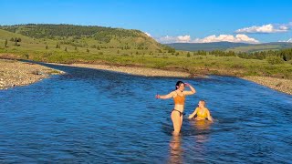 two girls car camping alone in Montana