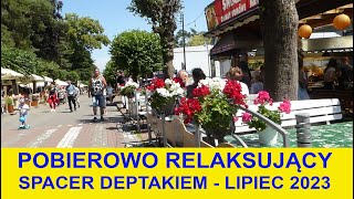 Pobierowo LIPIEC 2023 - relaksujący spacer po deptaku ul. Grunwaldzką, sklepy, restauracje...