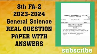 8th FA-2 2023-2024 General Science Real Question Paper with answers (key)/AP FA-2 8th G.S Real Paper