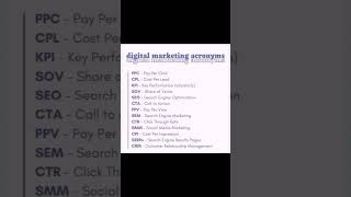 Digital marketing terms #abbreviation #education #shorts #youtubeshorts #shortsfeed #viralshort