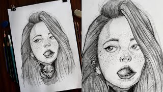 How To Draw Realistic Portrait ? | Girl Portrait Drawing