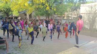 #school girls karate Kick practice.