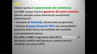 LA SITUAZIONE ITALIANA NEGLI ANNI 50-60 DEL NOVECENTO E LA NASCITA DELL'EUROPA COMUNITARIA