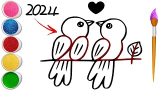 Love birds drawing from 2024