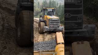 Process Of Loader Transporting On Mountain Muddy Road !