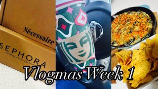 VLOGMAS WK 1| MAKE SPINACH DIP W/ ME + WE IN THE GYM HEAVY & MINI BLACK FRIDAY HAUL