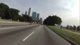 Cycling North to Downtown Chicago on Lake Shore Drive in Chicago, IL, 2012