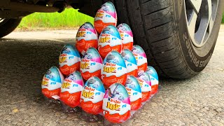 Experiment Car vs Kinder Eggs, CocaCola, Fanta, Balloons | Crushing Crunchy & Soft Things by Car