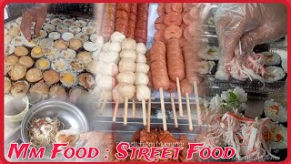 Street Foods : Sushi, Married Couple Snake, Hotdog and Pasta Salad.