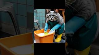 Cat washing dishes | Image to video #shorts #cat