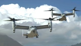 수직이착륙기 오스프리 4대 병력 침투 훈련 | V-22 Osprey