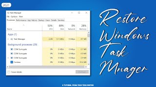 Reset task manager to default settings | Reset Task Manager Back to Default Settings in Windows 10