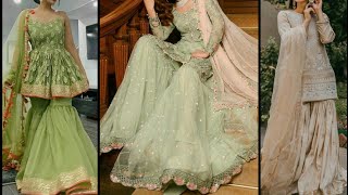 Beautiful Latest Gharara Sharara dresses for party /wedding / Nikkah / mehnd with paplum Top & Kurti