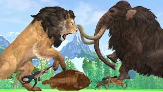 Lion vs Elephant Mammoth Animal Fights Baby Monkey Saved by Woolly Mammoth Animal Fights Videos