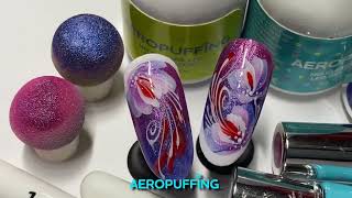 Aeropuffing Nail Art Tutorial - Flower Garden at Night