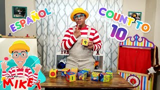 Mikey Counts to 10 Using Blocks | Spanish Vocabulary | Teaching Kids Spanish | Learn With Mikey