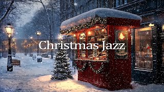 Christmas Jazz Music with Nightly Snow on Street at Cozy Christmas Cafe Shop Ambience for Unwind