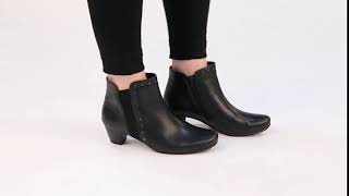 Gabor Cheyenne Black Leather Studded Zip Ankle Boots