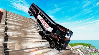 Trucks VS Giant Pipe Stairs Challenge Driver - BeamNg Drive