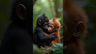 Cutest Little Gorilla and Orangutan #gorilla #orangutan #babyanimals #trendingshorts #viralshorts