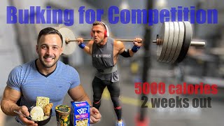 Bulking for Powerlifting meet on 5000kcals! | Squat & Bench session 2 Weeks out | IIFYM